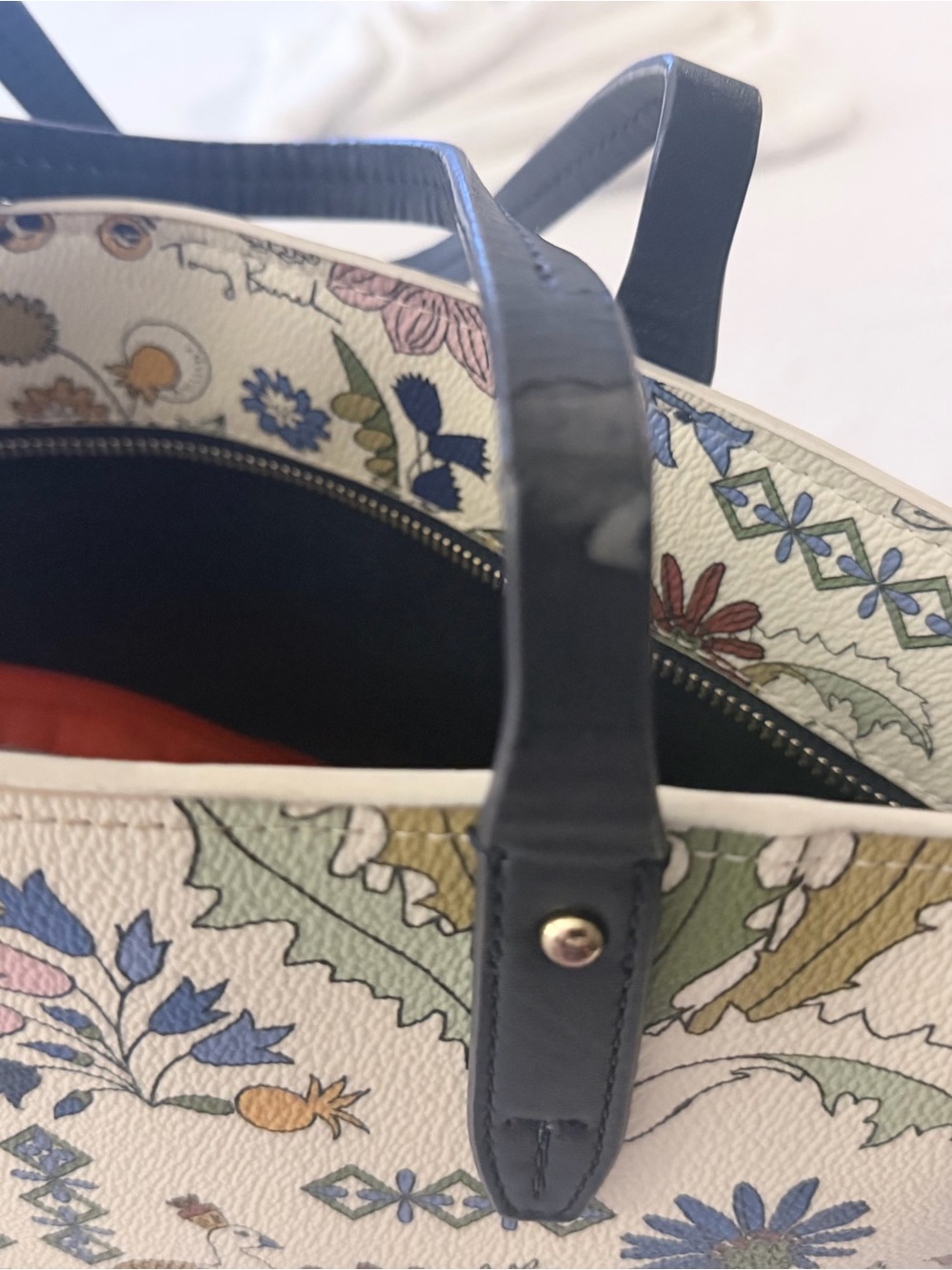 Tory Burch Kerrington Floral Peacock Canvas Tote - Picture 4 of 5